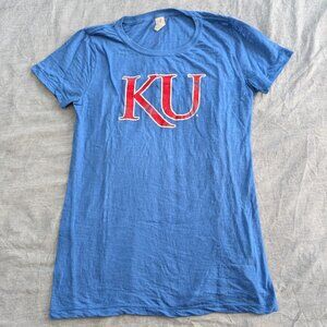 KU Blue Burnout Tee Medium
